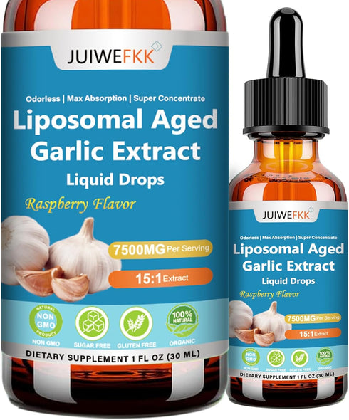 JUIWEFKK Aged Garlic Extract Liquid Drop 500mg, 15:1 Extract Odorless Organic Garlic Supplement