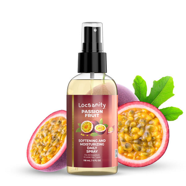 Locsanity Daily Moisturizing Spray for Dull, Dry Locs – Trial Size Passion Fruit Hair Moisturizer (4 fl oz)