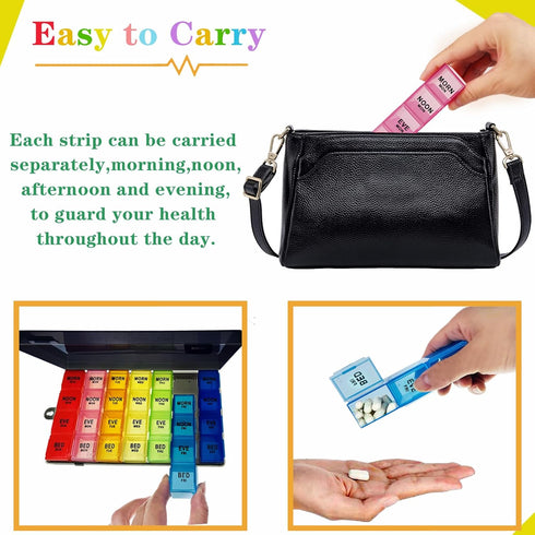 ZVZM 4 7 28 Weekly Pill Organizer Times a Day, Large Medicine Organizer, Pill Box Day Compartment, Portable Travel Pill