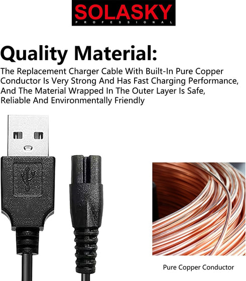Universal Head Shaver Charger Cord, USB Charging Cable Compatible with Bird Freedom Skull Shaver and Many Brands