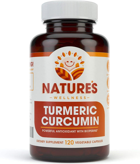 1600mg Organic Turmeric Curcumin with Bioperine and Black Pepper | 120 Vegetarian Caps | Non-GMO