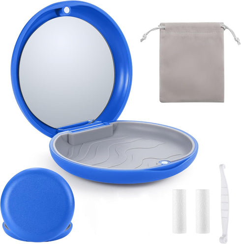 Premium Retainer Case Kit with Mirror, Clear Braces Dental Storage Case, 2 Pcs Chewies, Aligner Removal Tool, Portable