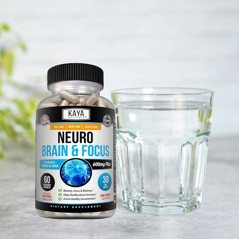 Kaya Naturals Neuro Brain | 60 Count - Memory & Focus Nootropic Energy Capsule, Cognitive Function Support