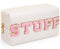 Preppy Makeup Bag, Cream Synthetic Leather Patch Cosmetic Bag with STUFF Chenille Letter, Gift for Girlfriend, Wife,