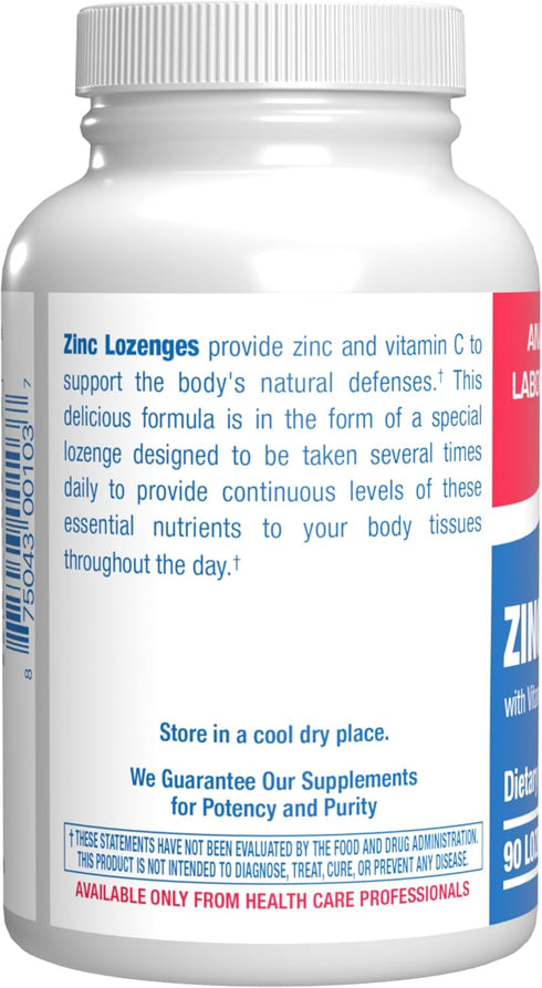Zinc Lozenges with Vitamin C for Immune Support, 90 Count, Tasty Orange Flavor