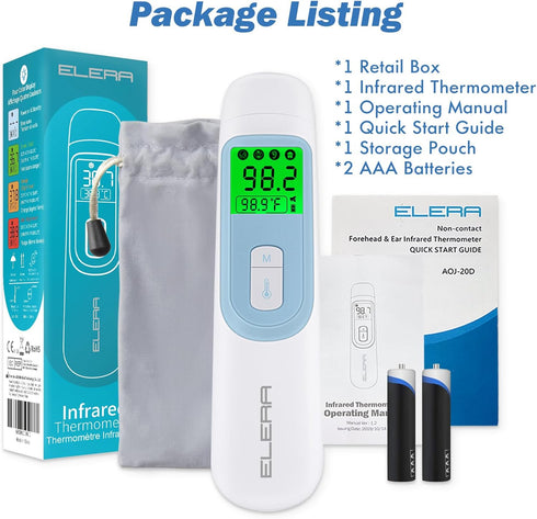 ELERA Ear Thermometer for Baby, Infrared LCD with Automatic Switching Mode, 1s Measurement