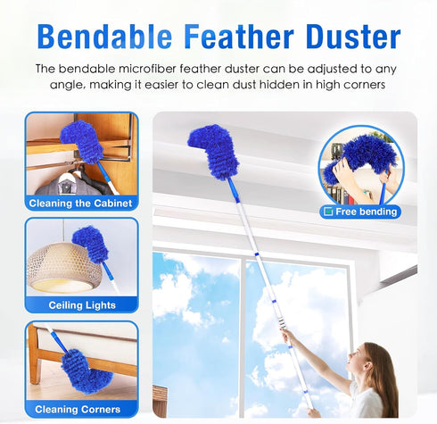 LIYFUHY 72" 4 Ceiling Fan Cleaner Duster with Extension Pole & Reusable Pads, High Ceiling Fan Blade Cleaning Tool
