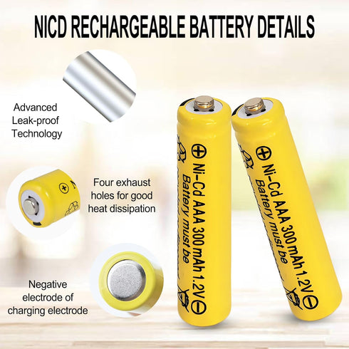 Zsolarigt 10 Packs 300mah 1.2 1.2V AAA Size Volt Nicd Solar Batteries, NICD Triple A Rechargeable Battery for Outside