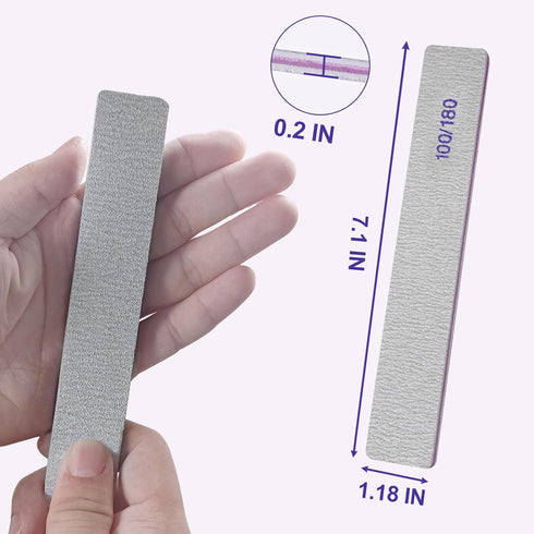 Nail Files (50 Pack) | 100/180 Grit Emery Boards for Natural and Acrylic Nails, Double Sided Reusable Manicure