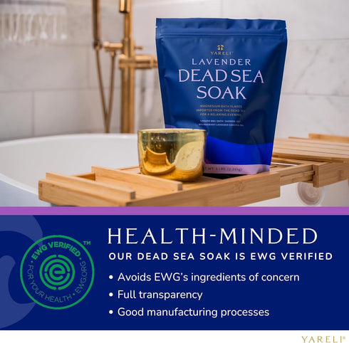 Yareli Dead Sea Bath & Foot Soak, Lavender Magnesium Bath Salt Flakes, Alternative to Epsom Salt, 5lbs with Over 250,000mg of Elemental Magnesium Per Bag
