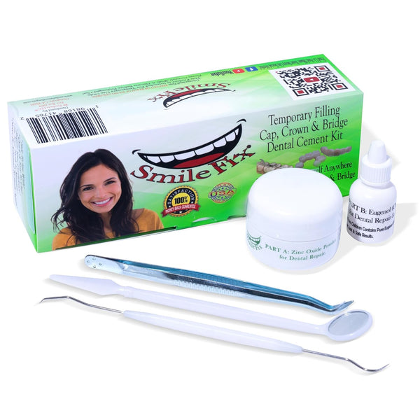 BF Products SmileFix Dental Repair Kit - Temporary Teeth Fix with Zinc Oxide & Eugenol Oil Cement for Crowns & Bridges