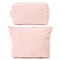Large Corduroy Pink Makeup Bag, 2 Pieces Canvas Travel Toiletry Organizer, Cute Aesthetic Storage Bag for Women