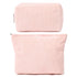Large Corduroy Pink Makeup Bag, 2 Pieces Canvas Travel Toiletry Organizer, Cute Aesthetic Storage Bag for Women