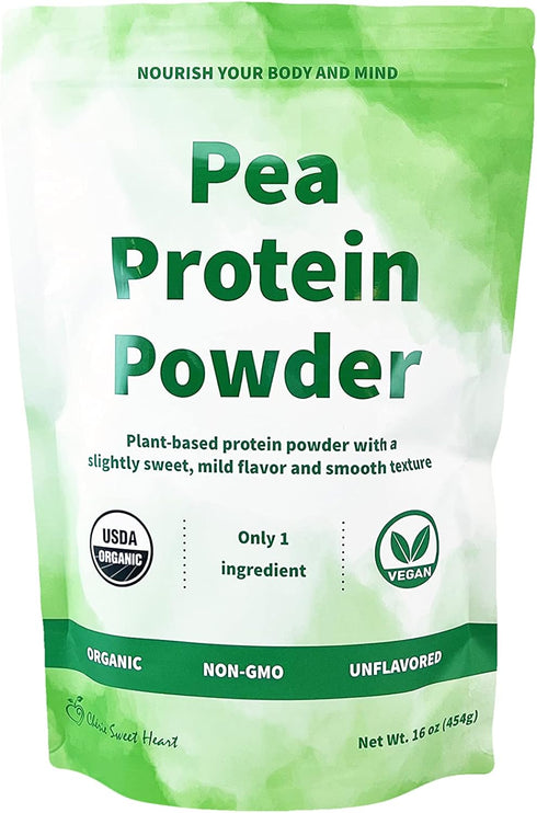 Cherie Sweet Heart Organic Pea Protein Powder 1 lb - 100% Non-GMO, Dairy-Free, Keto-Friendly, Gluten-Free