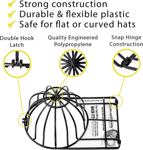 Hat Washer for Washing Machine, Baseball Cap Cleaner, Black, 1-Pack