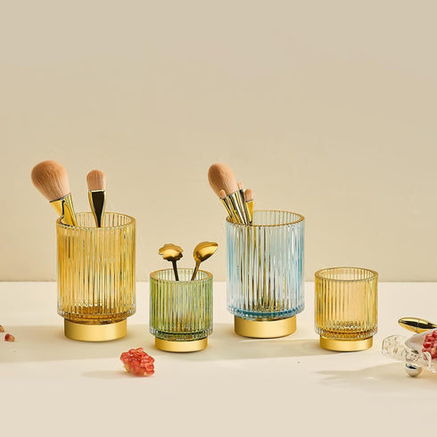 Makeup Brush Holder: Toothbrush Holders, Crystal Makeup Organizer, Small Retro Desktop Storage for Eyeliners