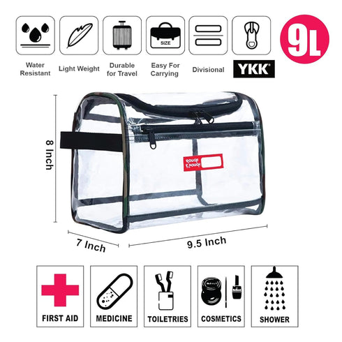 Rough Enough Clear Makeup Toiletry Bag, Large Cosmetic Organizer with Zipper for Women Travel