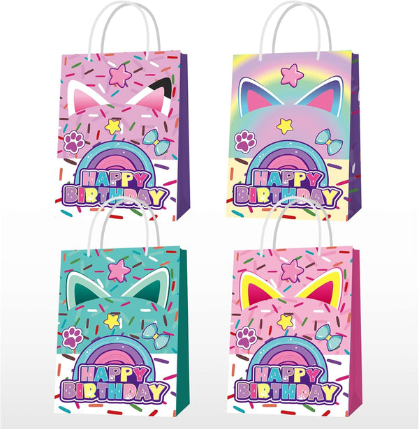 Terasilian Cartoon Cat Party Gift Bags 12pcs Dollhouse Theme Gift Bags for Kids