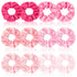 Satin Scrunchies Set of 12 - Elastic Silk Bubble Hair Accessories for Girls, Pink Gifts