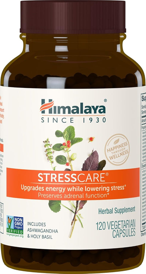 Himalaya StressCare, 30 Day Supply - Herbal Adrenal Support for Calming Relaxation, Stress Relief, 120 Capsules