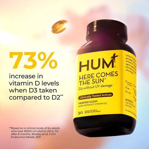 Immune Immune D3 30 HUM Here Comes The Sun Support Supplement with Vitamin D Supplements for Women and Men for a