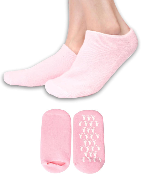 Moisturizing Socks for Dry Cracked Feet - Hydrating Gel Spa Sock, Overnight Foot Moisturizer (1 Pair, Pink)