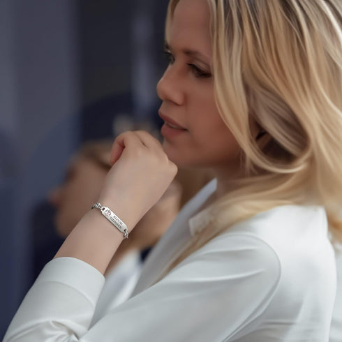 LinnaLove Interchangeable Medical Alert Bracelets for Men Women, Stainless Steel with Free Engraving