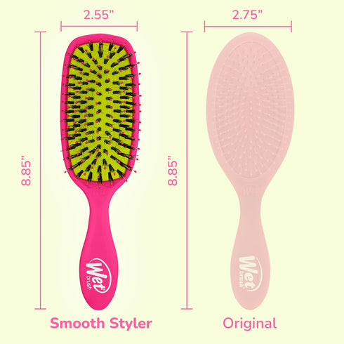 Wet Brush Shine Enhancer Hair Brush, Pink - Ultra-soft IntelliFlex and Natural Boar Bristles for Shiny Hair