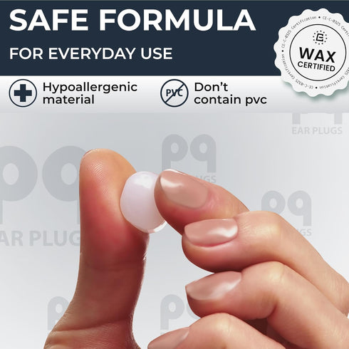 Peace&Quiet PQ Wax Ear Plugs - 15 Soft Silicone Gel Wax Earplugs for Sleeping, Swimming, 32 Db Noise Cancelling