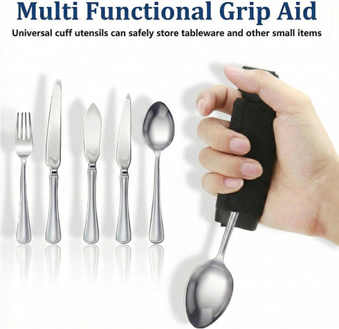 SHFGYG 2 PCS Universal Cuff,Universal Hand Strap for Holding Utensils,Adjustable Spoon Fork Holder Strap, Useful