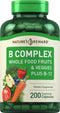 Piping Rock B Complex with Whole Food Fruits & Veggies 200 Capsules | Plus Vitamin B-12 - Non-GMO Supplement