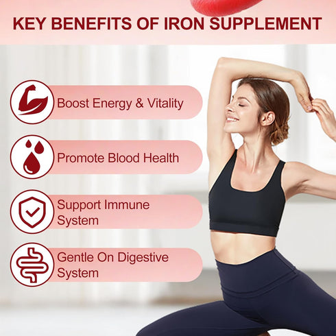 Wellbeing Iron Supplement for Women & Men - Highly Absorbable Iron Bisglycinate Capsules for Adults,Vegan, Non-GMO