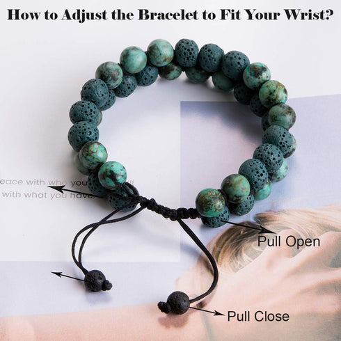 Bivei Aromatherapy Essential Oil Diffuser Bracelet - Lava Stone Bead Gemstone Anxiety Diffuser Bangle Cuff