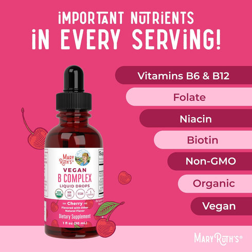 MaryRuth Organics Vitamin B Complex | Biotin | B12 | Niacin | Vegan | 2 Month Supply