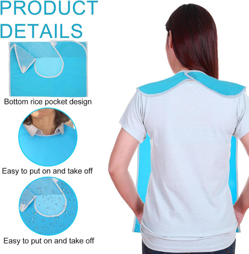 Yuanchu Adult Bibs for Elderly Women Men, Waterproof Oil-Proo Bibs with Chip Collector Wipe-Clean Flexible Plastic