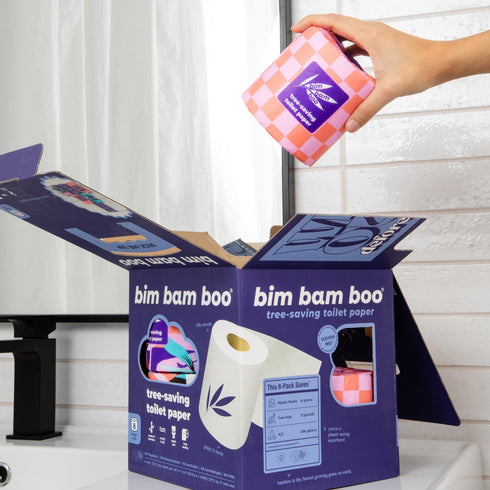 Bim Bam Boo Bamboo Toilet Paper - 2 Ply Sustainable Tissue, 8 Double Rolls, 320 Sheets Per Roll