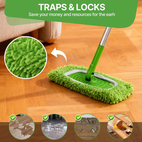 NAYODEUS 10Pack Reusable Microfiber Mop Pads Compatible with Swiffer Sweeper-Dry Sweeping Cloths & Wet Mopping Cloths