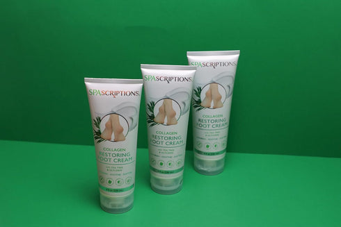 SpaScriptions Collagen Restoring Foot Cream, Relief for Dry Cracked Feet, Moisturizes with Tea Tree, 8 oz Tube