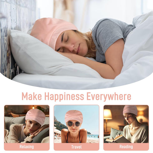 Pack Leekalos Castor Oil Wrap For Head, Reusable Organic Cotton Sleep Cap For Women with Thinning, Balding, Dry