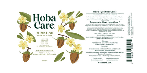 HobaCare 100% Pure Jojoba Oil for Hair, Skin, Face, Body, Scalp, Nails, 8.45 oz