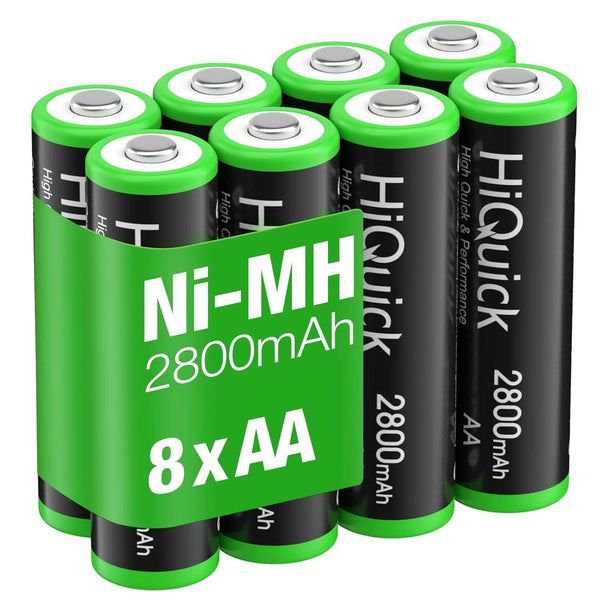 HiQuick 2800mAh AA Rechargeable Batteries (8 Pack) - High Capacity Performance, Per-Charged 1.2V