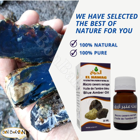 1 Pack Pure & Natural Blue Amber Oil - Cold Pressed Concentrated Crude for Body & Skin (1 oz / 30 ml)