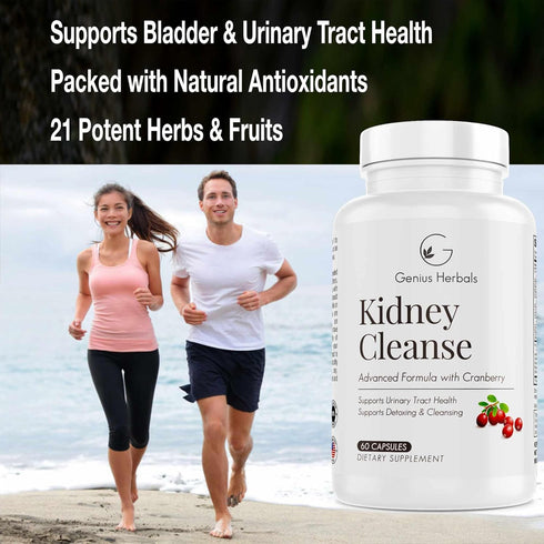 Kidney Cleanse Advanced Formula with Cranberry Extract, Detox for Kidney, Urinary Tract & Bladder - 60 Capsules