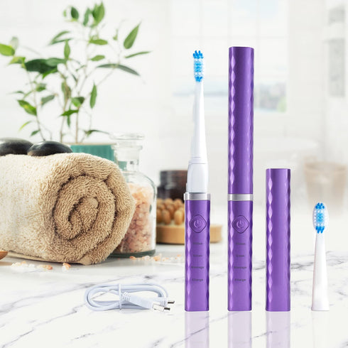 Pop Sonic USB Rechargeable Toothbrush (Purple) | Up to 40,000 Strokes/Minute, Long-Lasting Dupont Bristles, Timer &