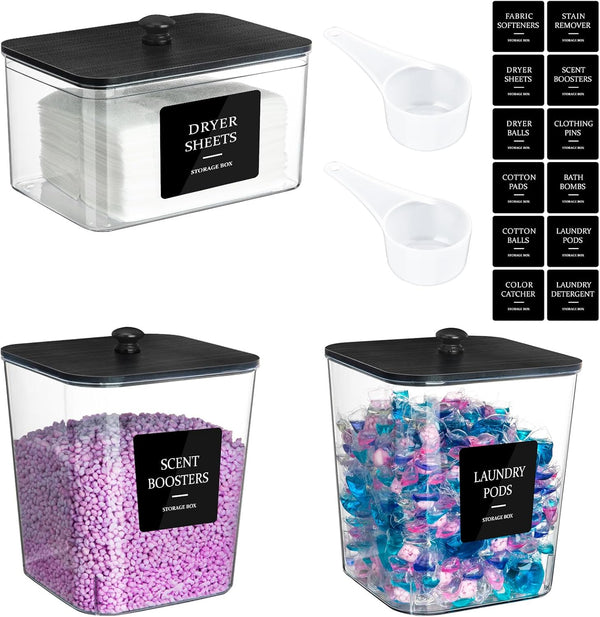 Yoshiky Laundry Pods Container, 3Pcs Acrylic Clear Laundry Room Organization Containers with Dryer