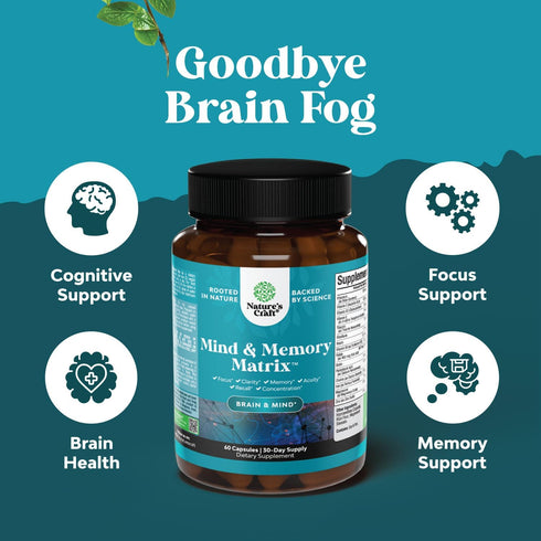 Advanced Nootropics Brain Support Supplement - 30 Servings | Synergetic Mental Energy & Focus | Cognitive Enhancement