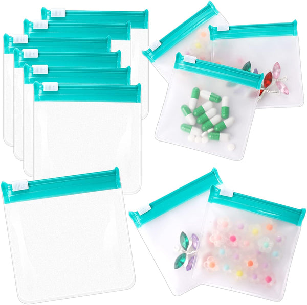 Sliverdew 12 PCS Zippered Reusable Pill Storage Pouch Bags - Clear Plastic Pill
