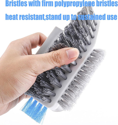 4-in-1 Grout Brush with Squeegee, Heavy-Duty Scrub Brushes for Bathroom & Kitchen Cleaning, Green