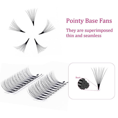 Lash Extension 10D 0.07 Premade Fans, Eyelash Extensions D Curl Mix Tray, Volume Short Stem (8-14mm Mix)