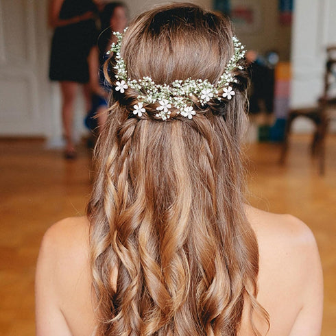YISSION 20Pcs Mini White Rhinestone Flower Hair Clips, Decorative Hair Barrettes and Pins for Girls Women Bridal